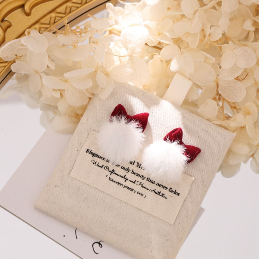 Earring Drop Pom Bow