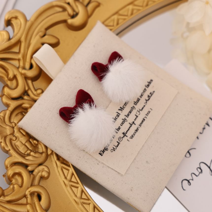 Earring Drop Pom Bow