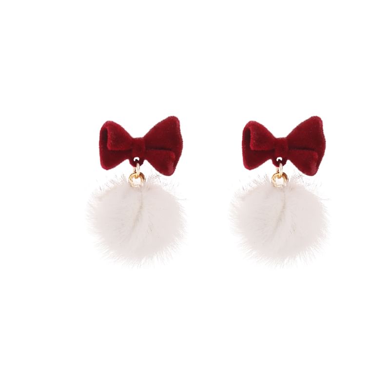 Earring Drop Pom Bow