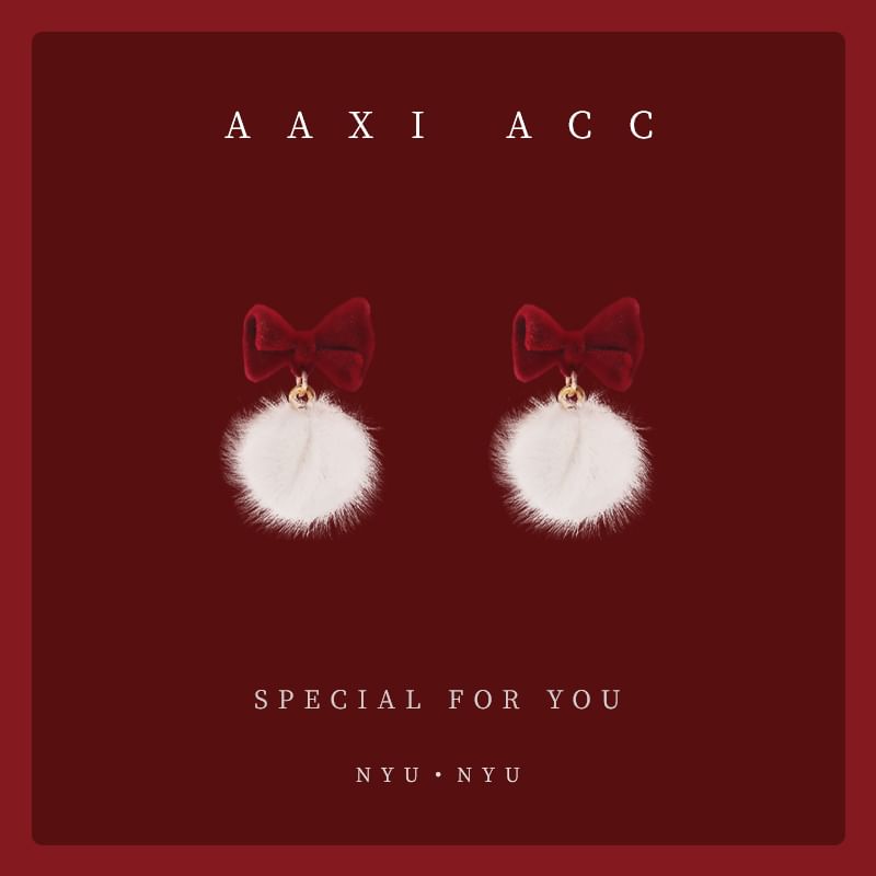 Earring Drop Pom Bow