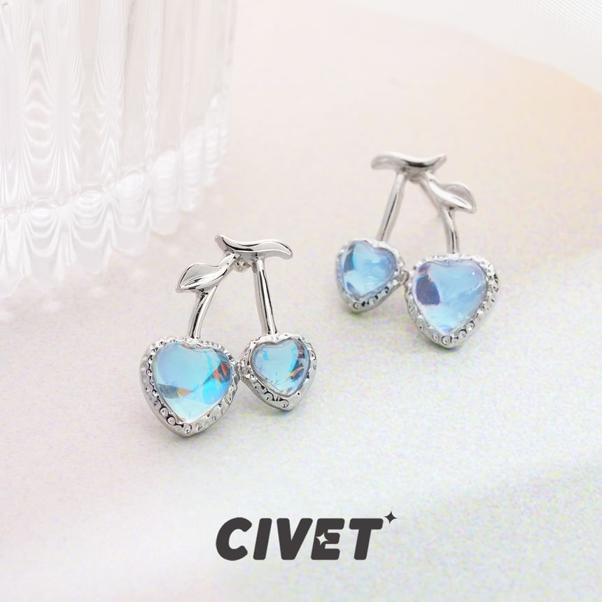 Cherry Clip-On / Earring Heart Stud