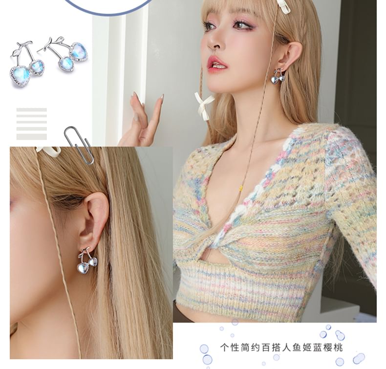 Cherry Clip-On / Earring Heart Stud