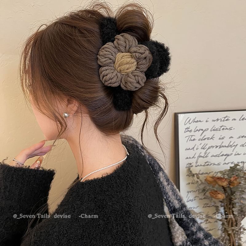 Claw Yarn Hair Chenille Clip Floral