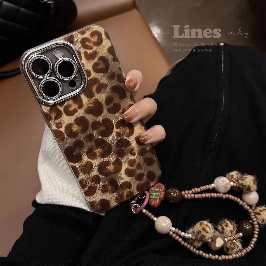 / Print Set Phone Strap Leopard Case