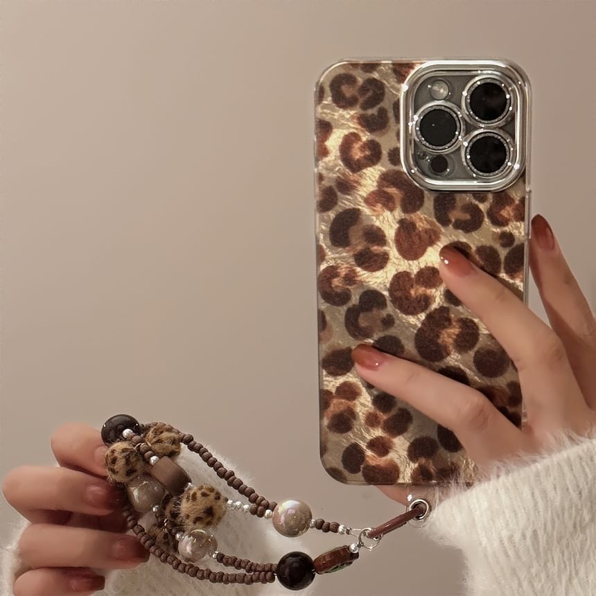 / Print Set Phone Strap Leopard Case