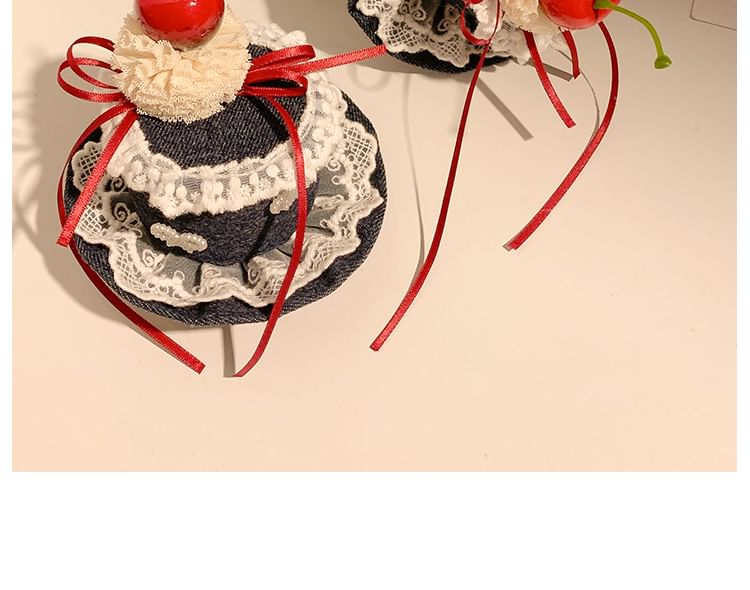 / Lace Hair Hat Headband Cherry Clip Trim