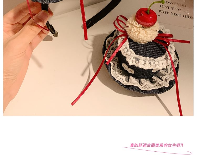 / Lace Hair Hat Headband Cherry Clip Trim