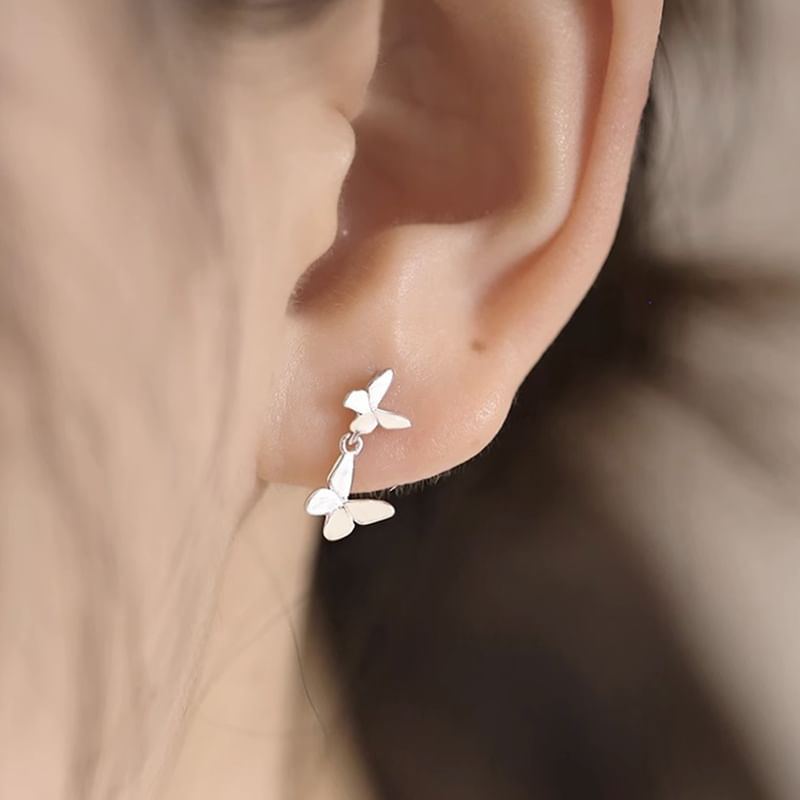 925 Silver Earring Drop Butterfly Sterling