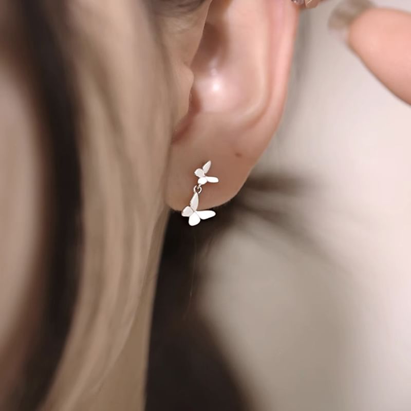 925 Silver Earring Drop Butterfly Sterling