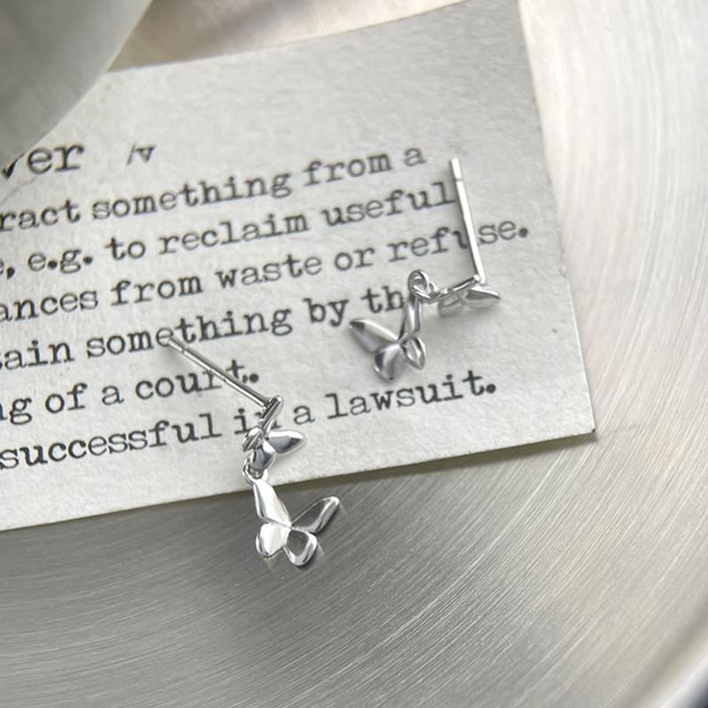 925 Silver Earring Drop Butterfly Sterling