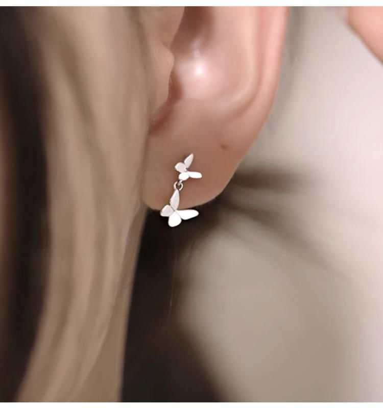 925 Silver Earring Drop Butterfly Sterling