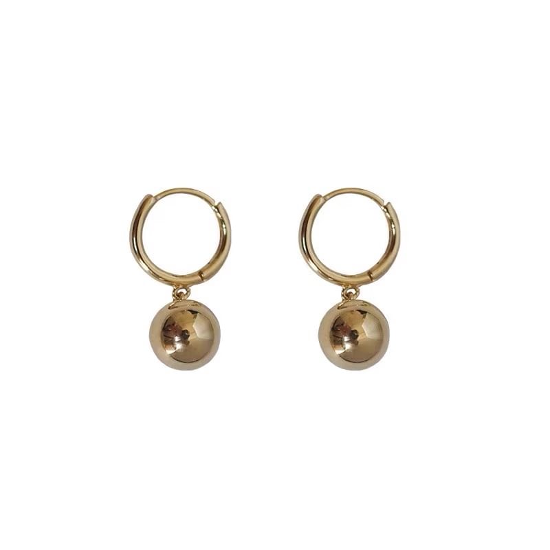 Drop Silver Huggie 925 Sterling Ball Earring