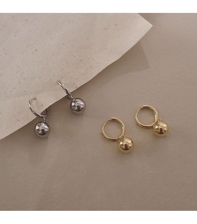 Drop Silver Huggie 925 Sterling Ball Earring