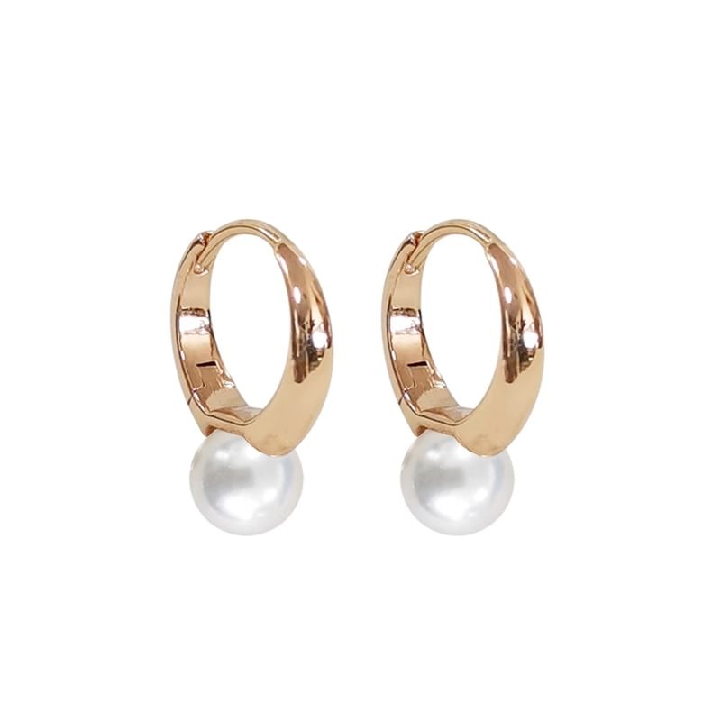 Pearl Hoop 925 Silver Faux Sterling Earring