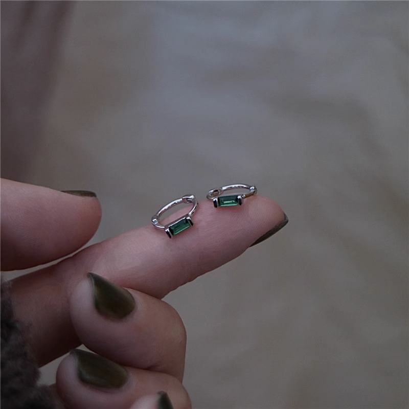 Huggie Sterling 925 Rhinestone Earring Silver