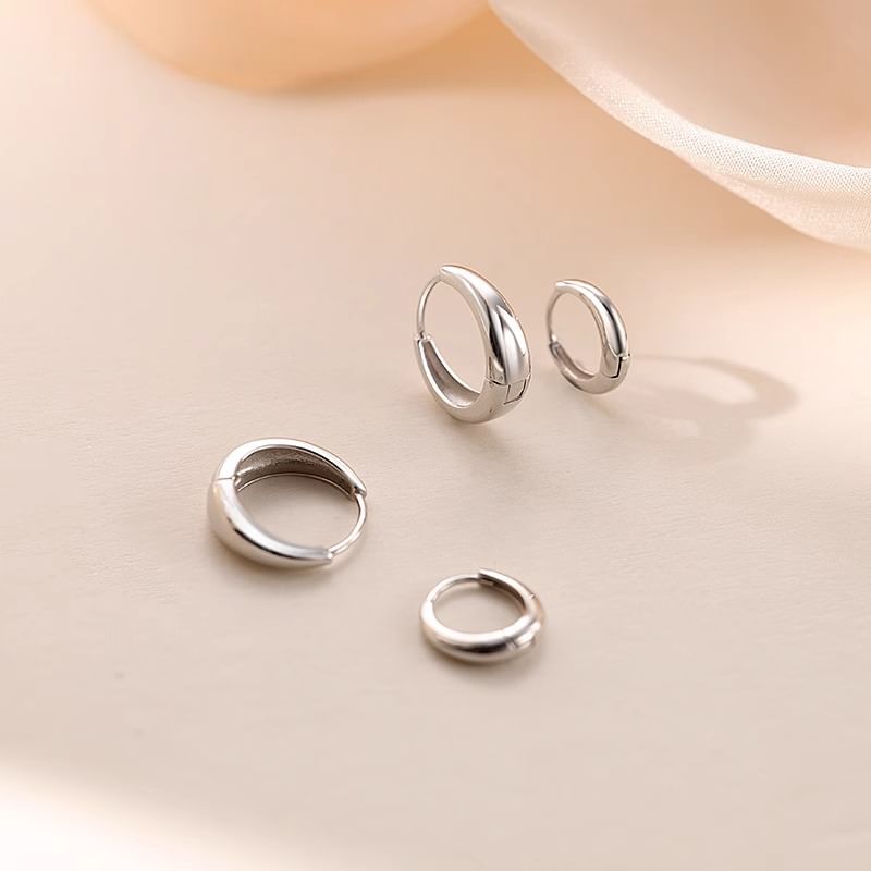 925 Sterling Earring Hoop Silver Glossy