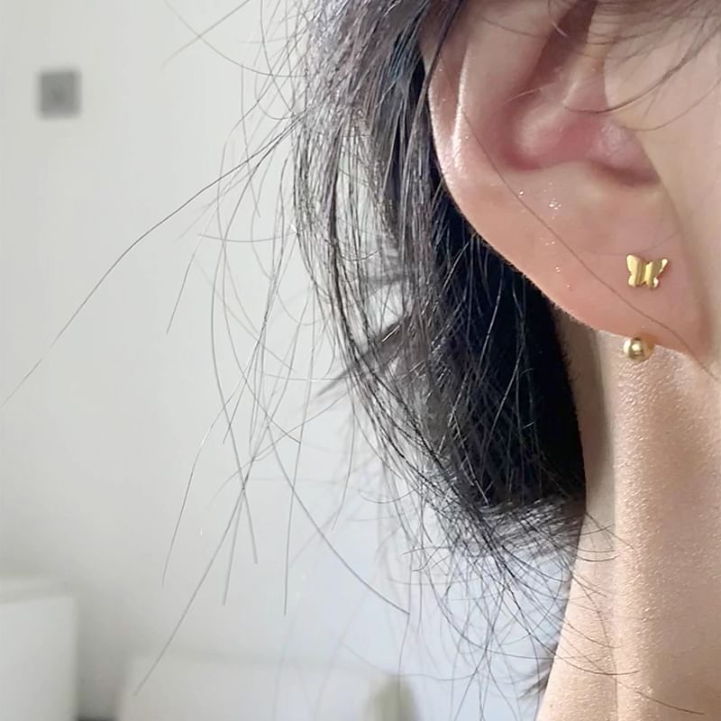Earring 925 Silver Butterfly Sterling Barbell