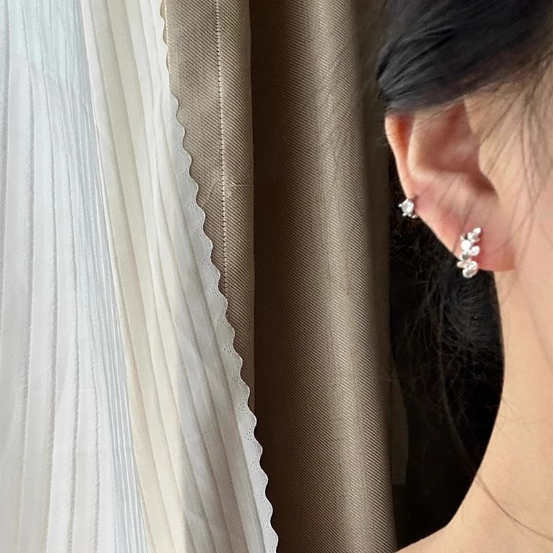 Sterling Floral Earring 925 Huggie Silver
