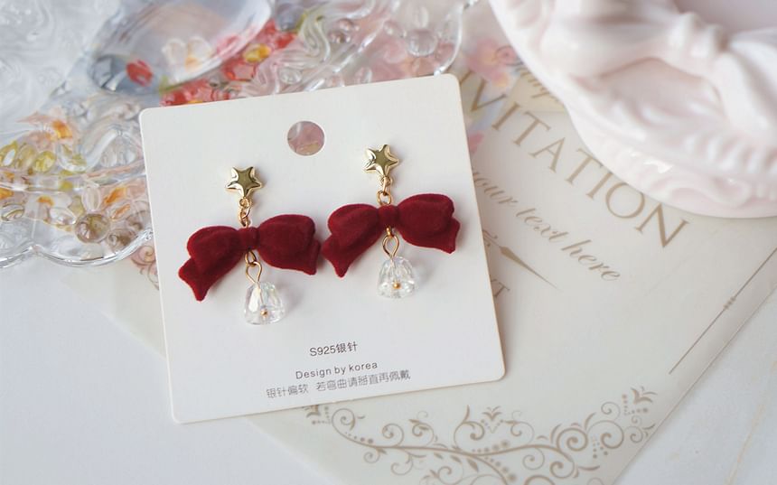 Dangle Alloy Earring Flocking Bell Bow