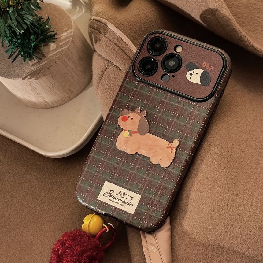 Pom Set Phone Plaid / Charm Case Bell Dog
