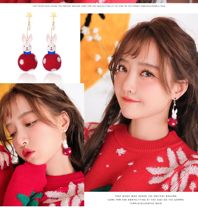 Earring Rabbit Dangle Felt