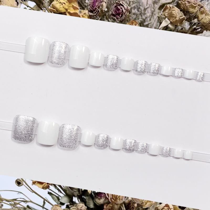 Glitzer-Press-On-Zehennagel