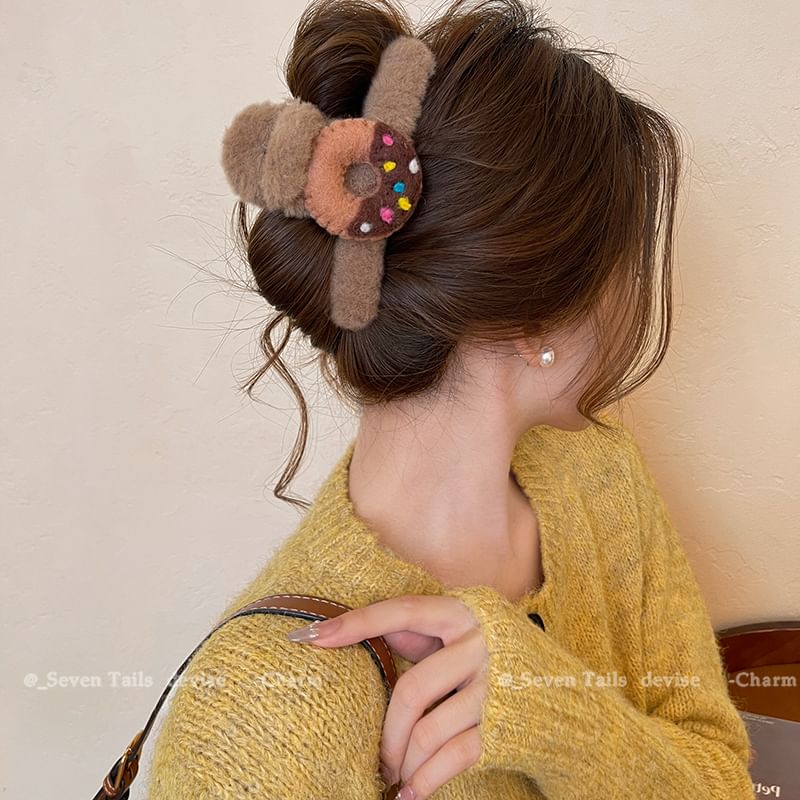 Chenille Claw Hair Clip Acrylic Donut