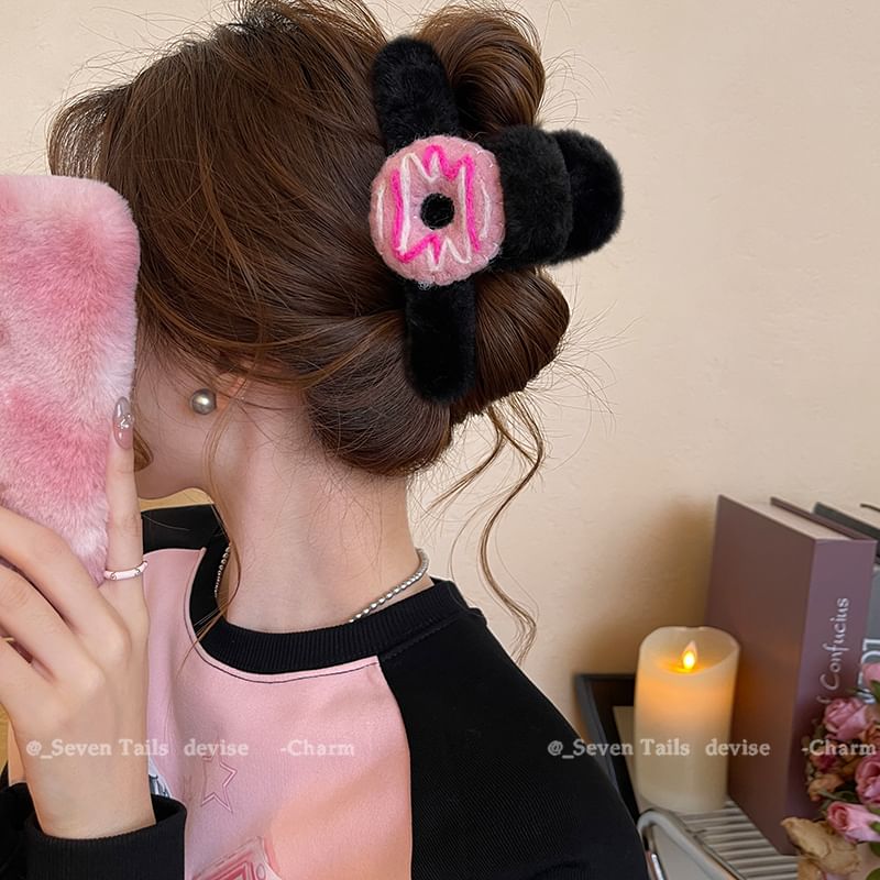 Chenille Claw Hair Clip Acrylic Donut