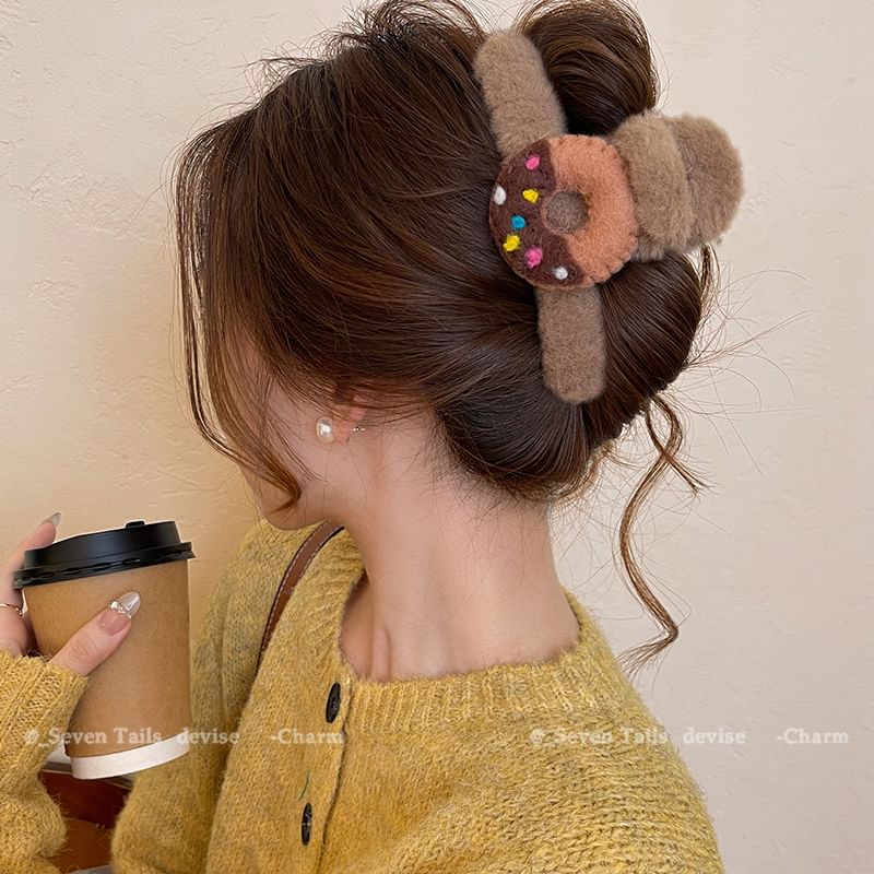 Chenille Claw Hair Clip Acrylic Donut