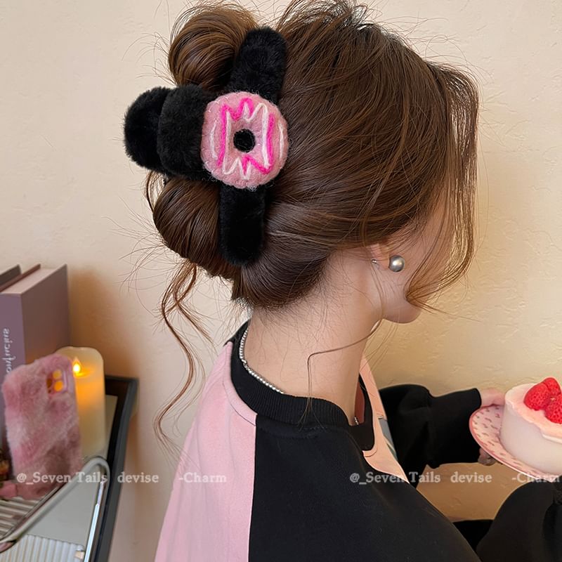Chenille Claw Hair Clip Acrylic Donut