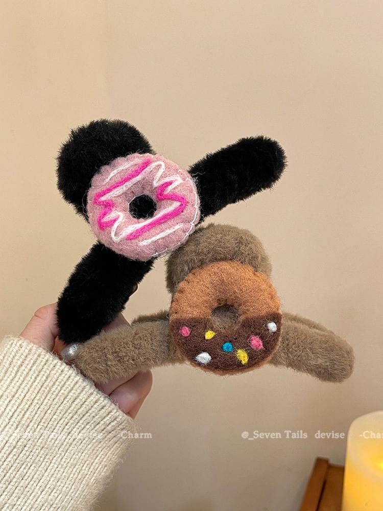 Chenille Claw Hair Clip Acrylic Donut