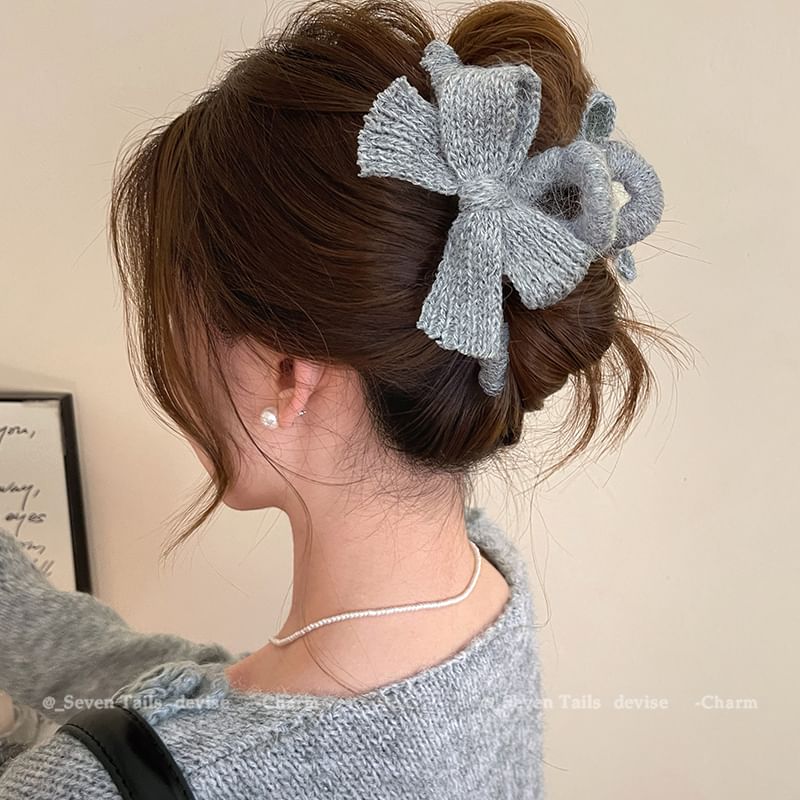 Claw Clip Bow Hair Acrylic Knit