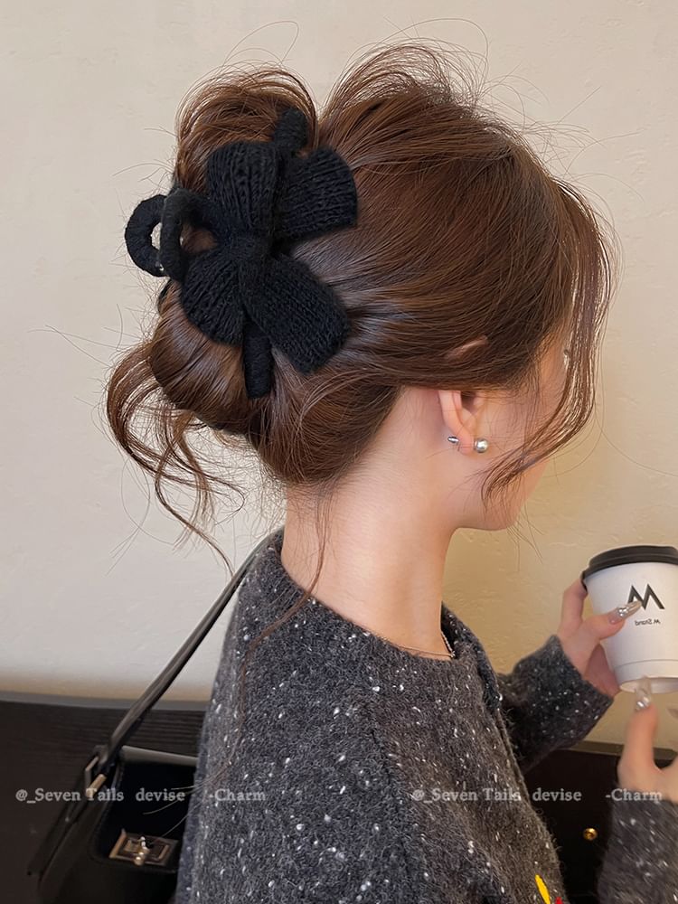 Claw Clip Bow Hair Acrylic Knit