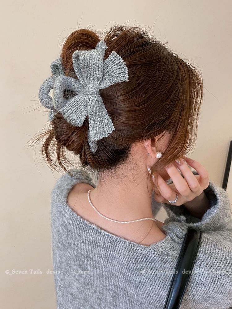 Claw Clip Bow Hair Acrylic Knit