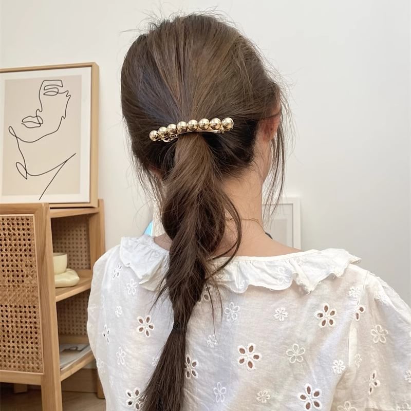 Polished Hair Bead Alloy Clip