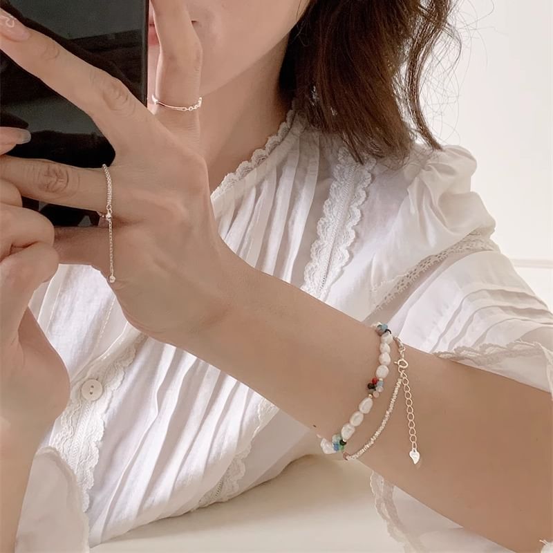 Sterling Silver Pearl / Freshwater S925 Bead Bracelet