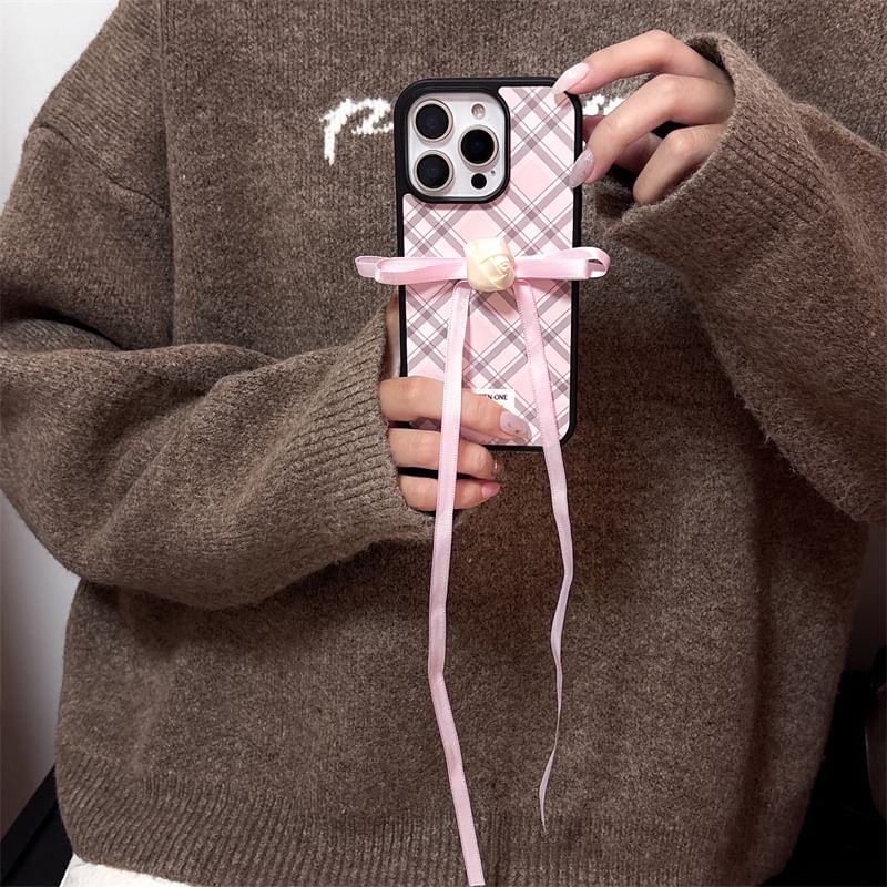 Decoration Set / Ribbon Case Plaid Adhesive Phone
