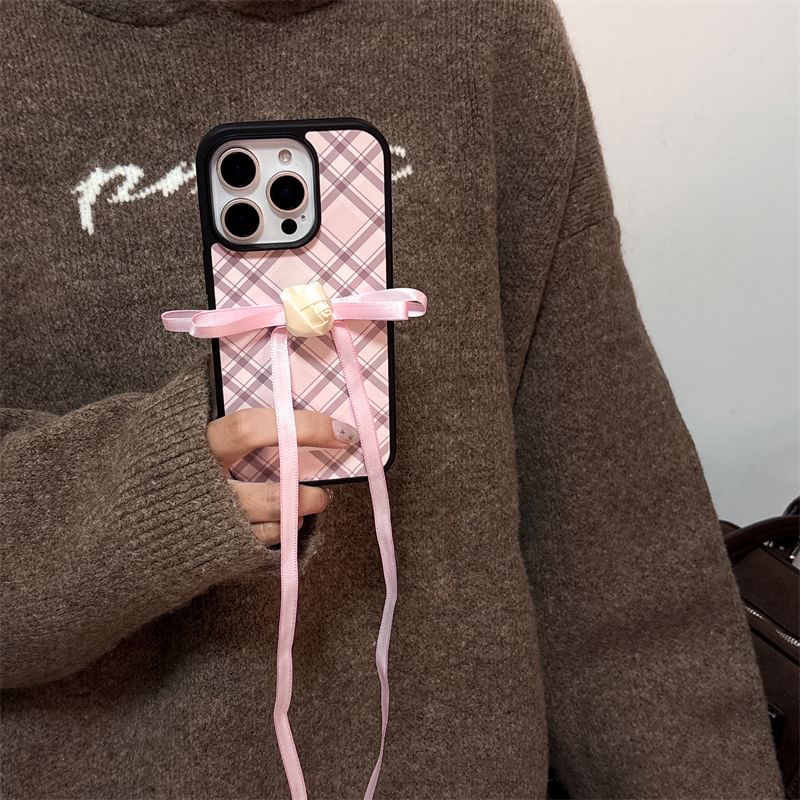 Decoration Set / Ribbon Case Plaid Adhesive Phone