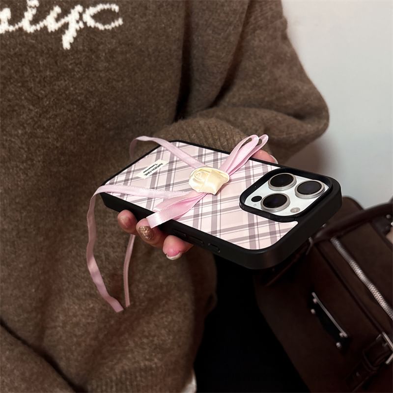 Decoration Set / Ribbon Case Plaid Adhesive Phone