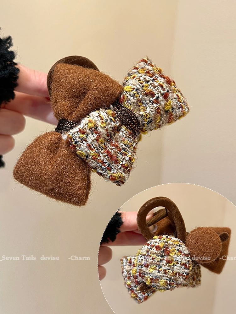 Claw Hair Tweed Bow