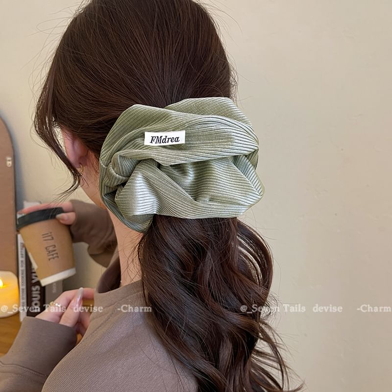 Lettering Striped Label Scrunchie
