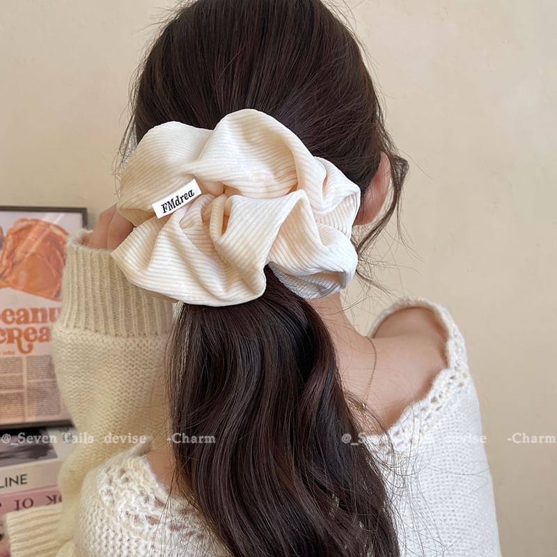 Lettering Striped Label Scrunchie