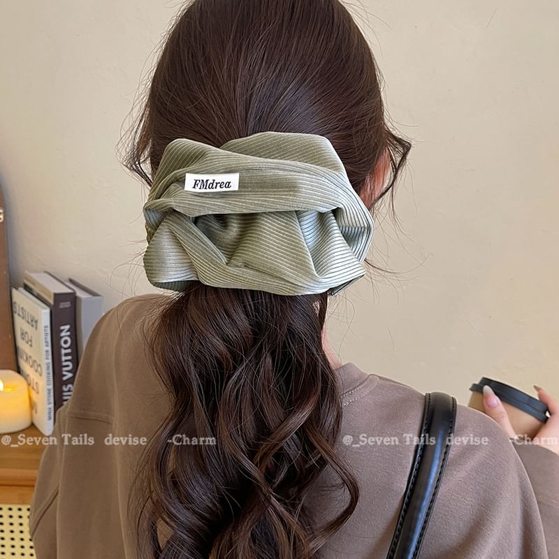 Lettering Striped Label Scrunchie