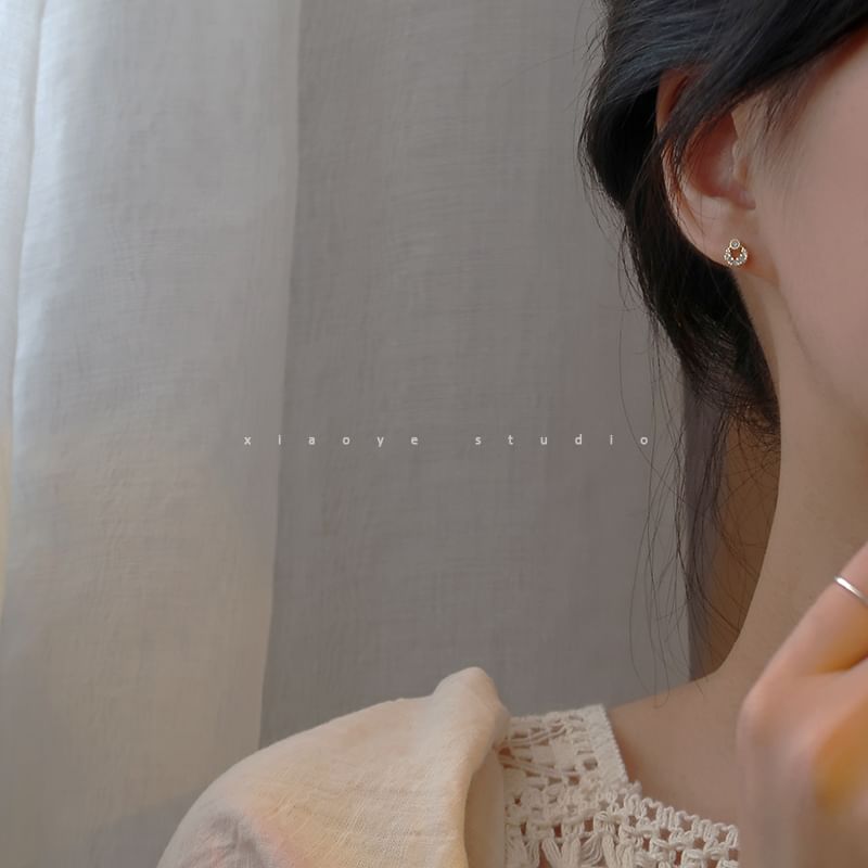 Rhinestone Sterling Earring Stud S925 Silver