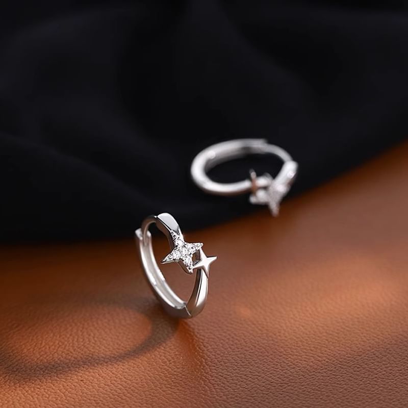 Hoop Alloy Rhinestone Earring Star