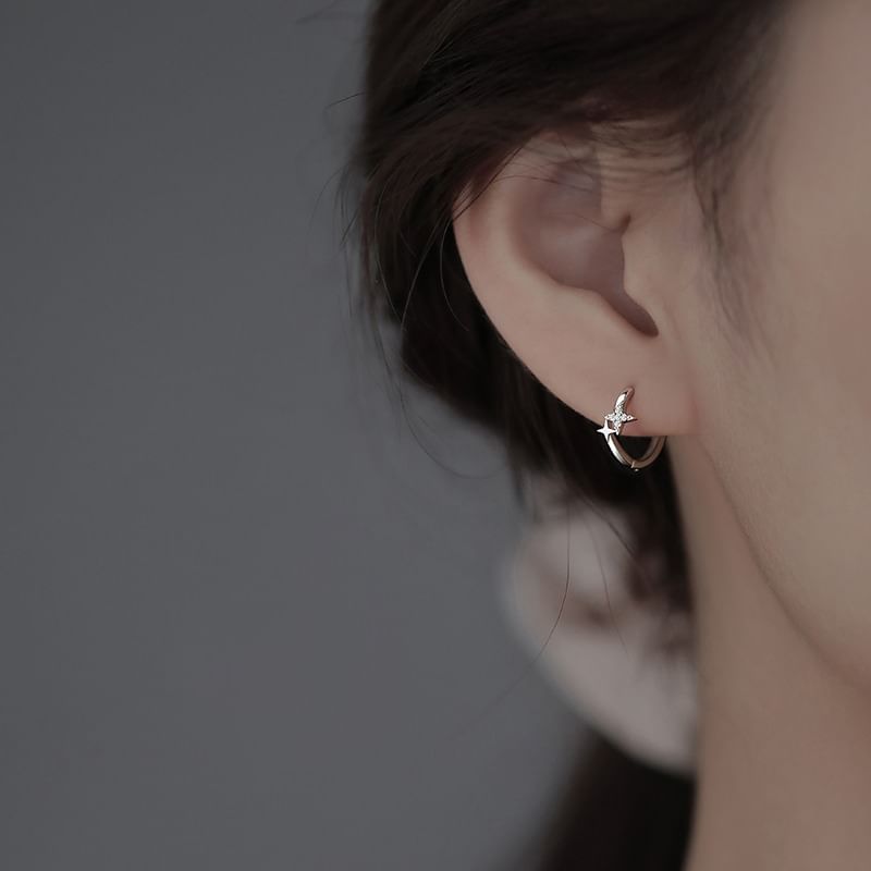 Hoop Alloy Rhinestone Earring Star