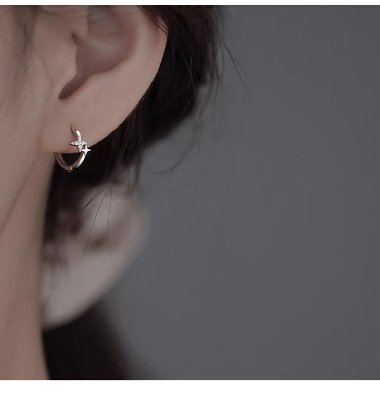 Hoop Alloy Rhinestone Earring Star