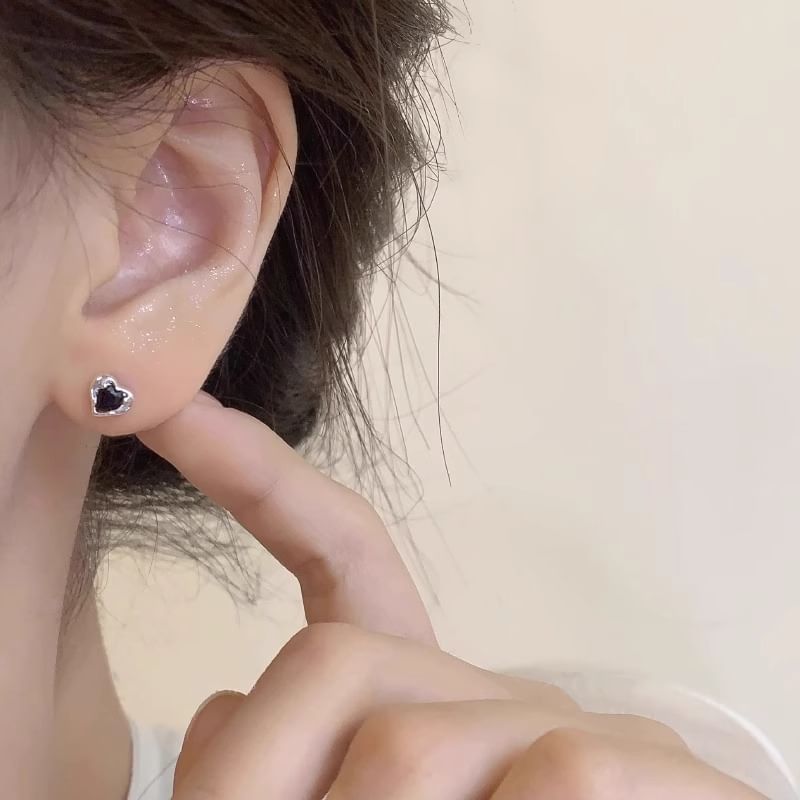 Stud Alloy Heart Earring Rhinestone