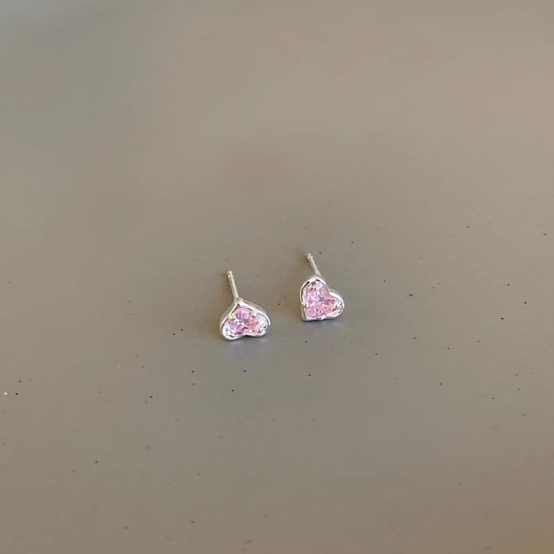 Stud Alloy Heart Earring Rhinestone