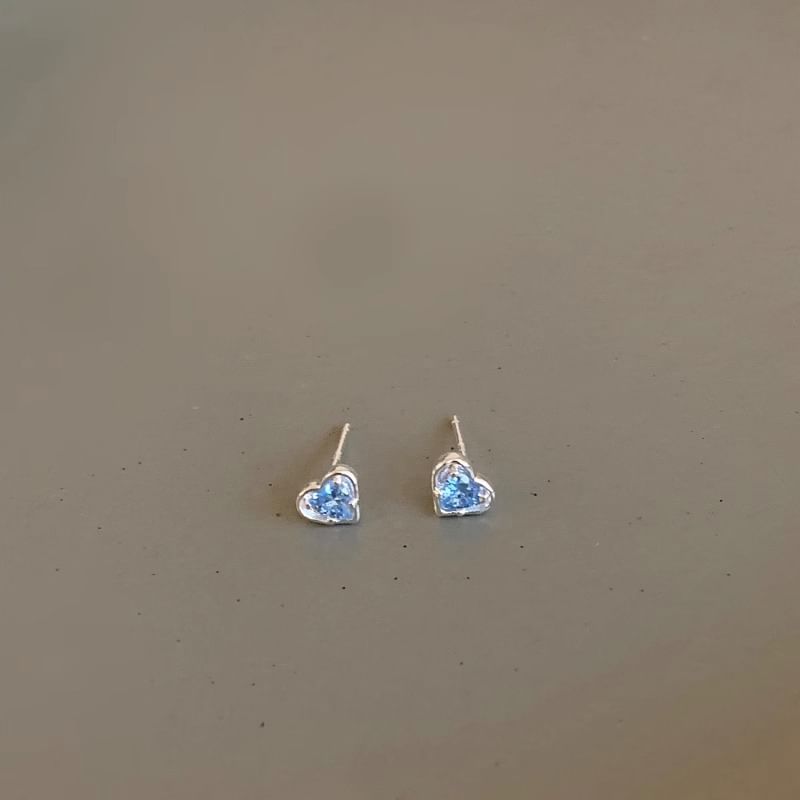Stud Alloy Heart Earring Rhinestone